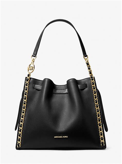 michael kors black purse gold chain|mina large chain shoulder bag.